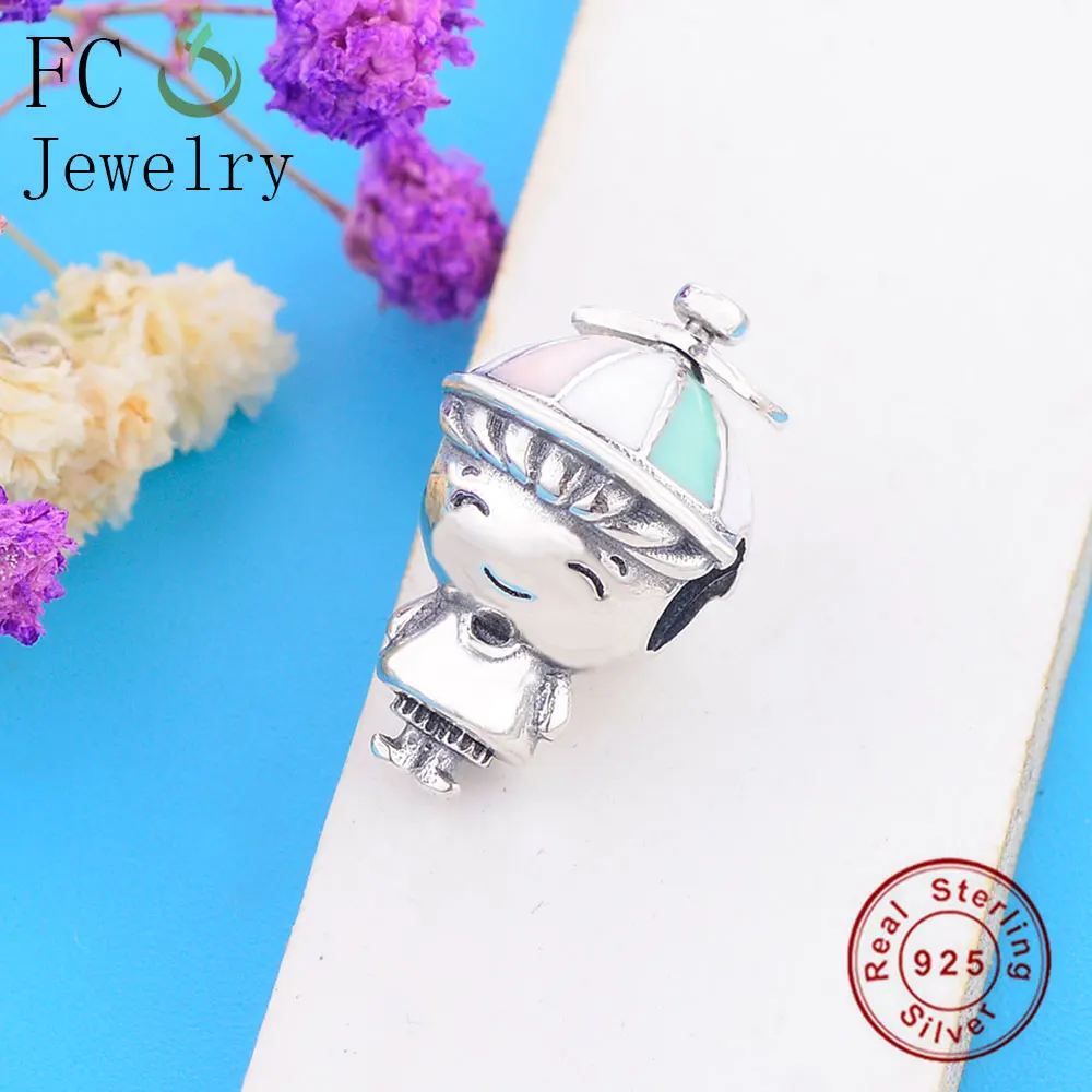 FC ювелирные изделия подходят к оригиналу Pandora браслет Pulseira 925 стерлингового серебра мальчик эмаль пропеллер шляпа бисера делая женщин Berloque