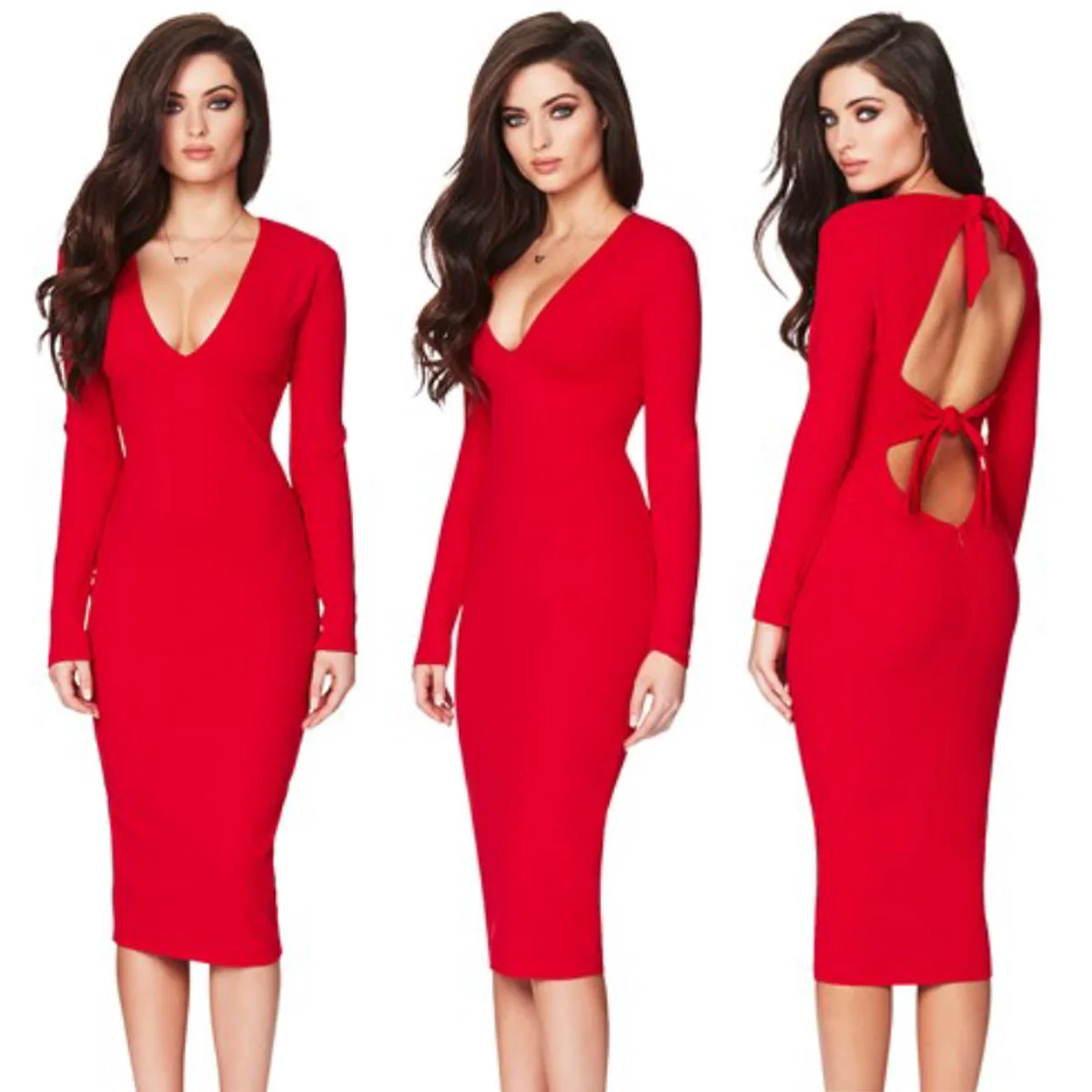 Облегающее платье женские элегантные облегающие платья Vestidos сексуальные с v
