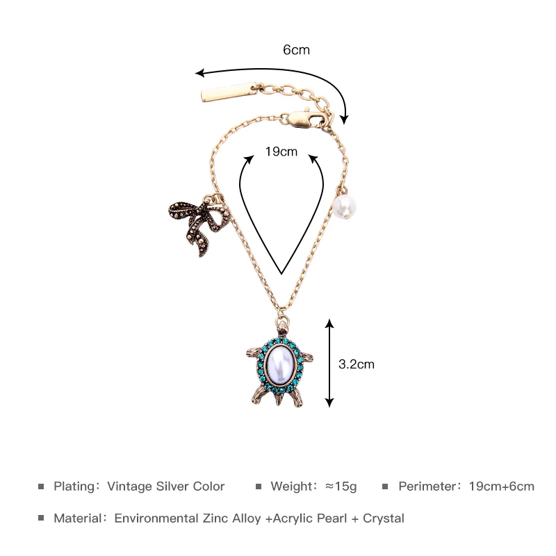 Женский браслет с кристаллами и бантиком в виде черепахи акриловый жемчужинами