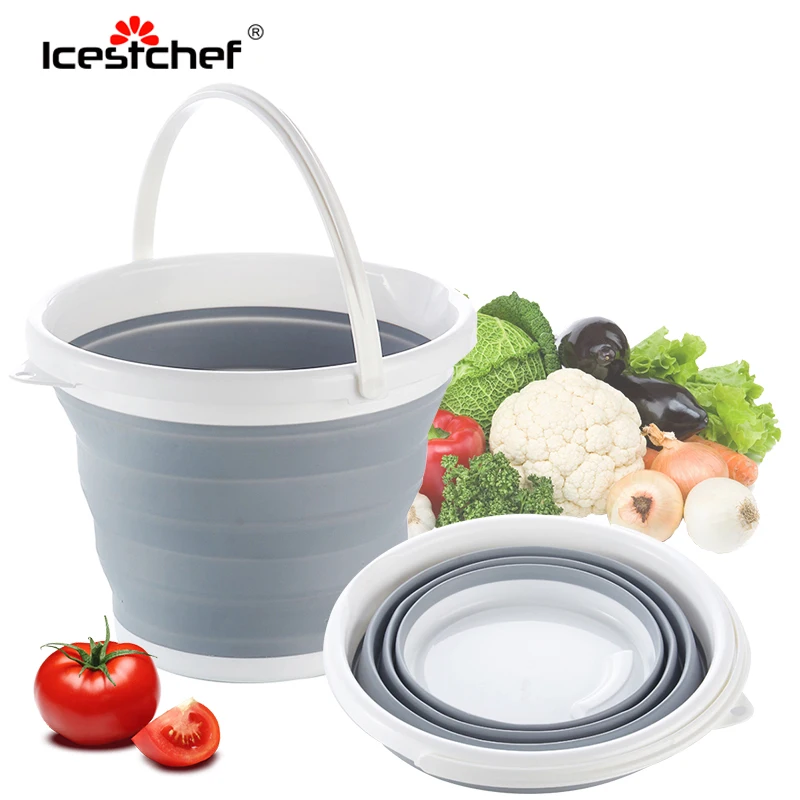 

ICESTCHEF 5/10L переносной складной ведро многофункциональное складное ведро для рыбалки на открытом воздухе фруктовое растительное кухонное ве...