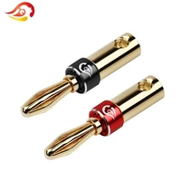 qyfang bright gold plated copper musical audio speaker cable banana plug solder line connector hifi 4 0mm wire hole pin adapter
