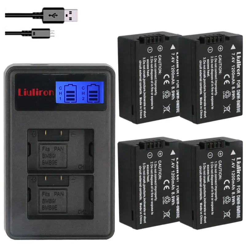 4 шт. DMW BMB9 BMB9E ДМВ Батарея + ЖК дисплей Dual USB Зарядное устройство для цифрового