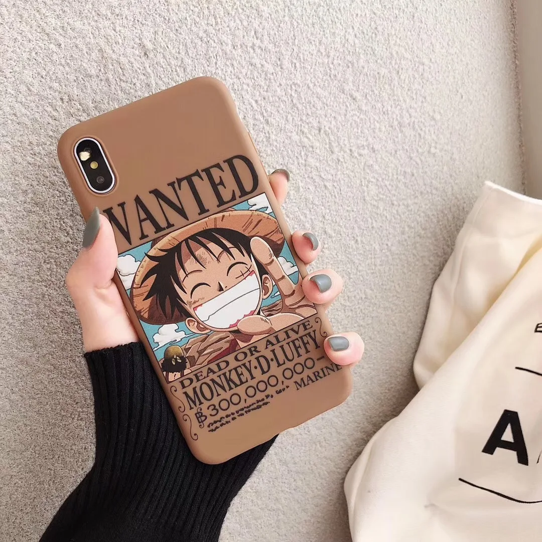 1 One piece Luffy чехол для телефона аниме для iphone Xs MAX XR X 6 6s 7 8 plus Милая мультяшная улыбка текст окрашенный мягкий ТПУ задняя крышка Fundas - Цвет: 1