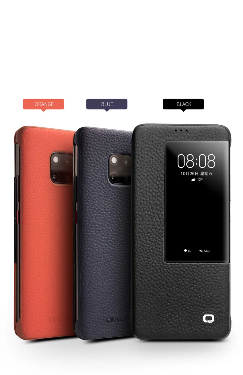 QIALINO Ультратонкий чехол-книжка из натуральной кожи для huawei mate 20 Pro, Роскошный чехол для телефона с умным обзором для huawei mate 20 X