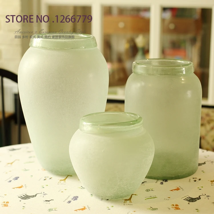 

2015 NEW High quality modern retro style light green transparent Matte vase,Home Furnishing ornaments,decorative arts and crafts