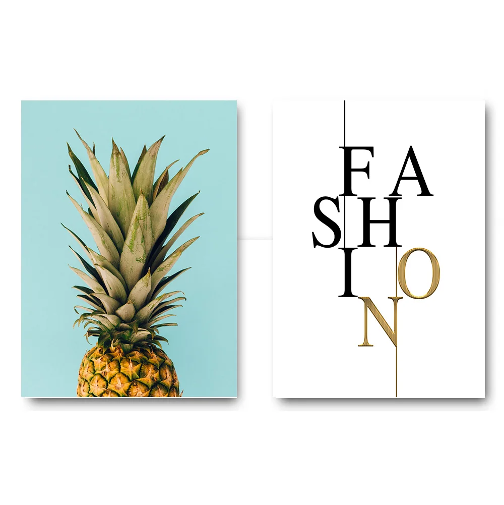 NICOLESHENTING Pineapple Nordic Poster and Prints Minimalist Wall Art Canvas Painting Canvas Picture for Living Room Home Decor - Цвет: 2 pcs Set