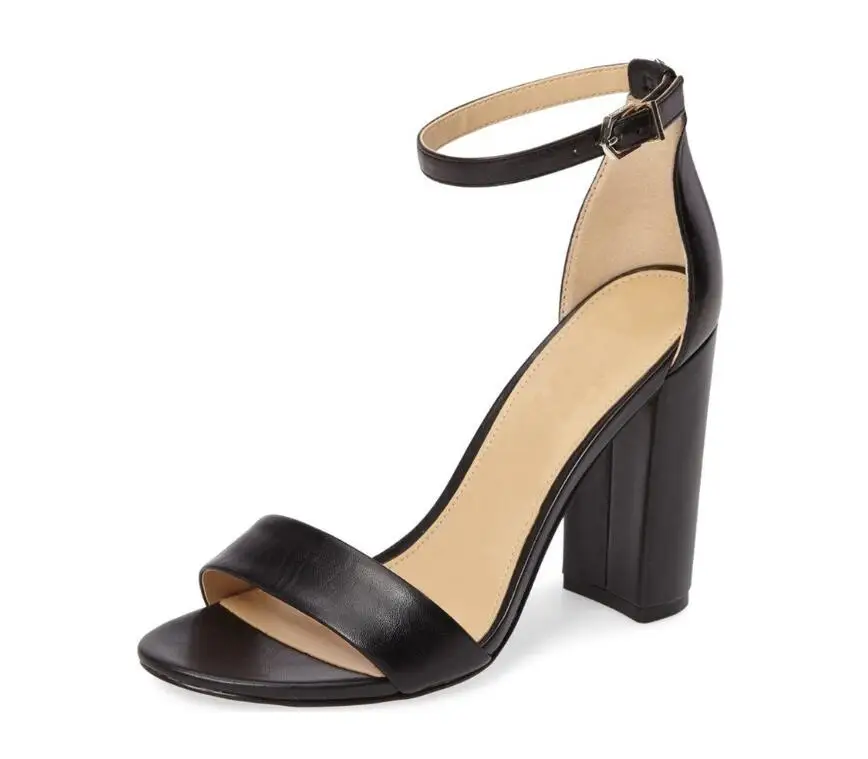 Black PU LOVIRS/женские босоножки на высоком массивном каблуке с открытым носком и закрытой пяткой; Модные Классические босоножки с ремешком на щиколотке для отдыха; модельные туфли - Цвет: Black PU