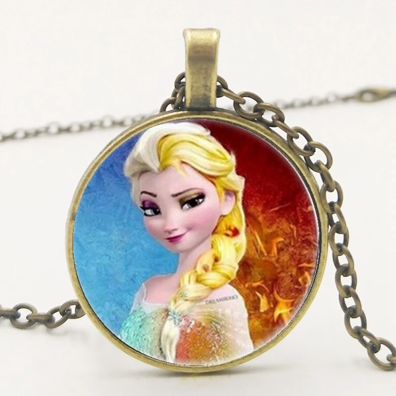 Новая подвеска с Анной подвеской Ge Elsa, ожерелье с изображением героев мультфильмов для девочек, ожерелье с драгоценными камнями, подарок для девочек, цепочка с мультяшным свитером