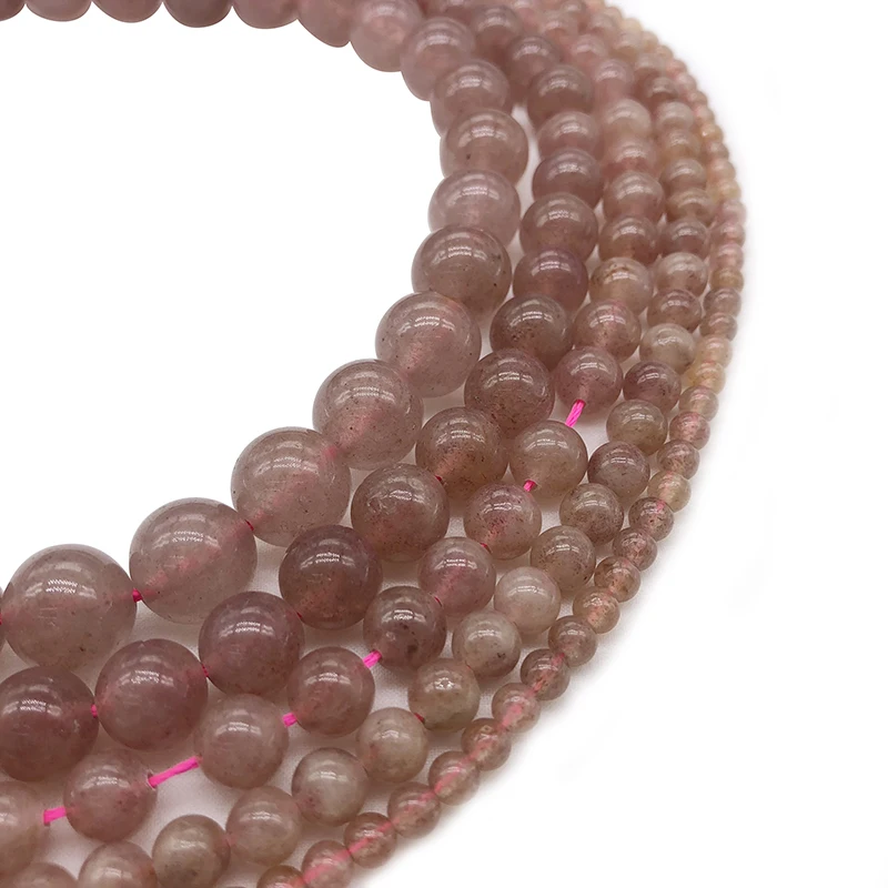 Натуральный камень клубника рок кристалл кварца круглые бусины 4 6 8 10 12 мм Diy