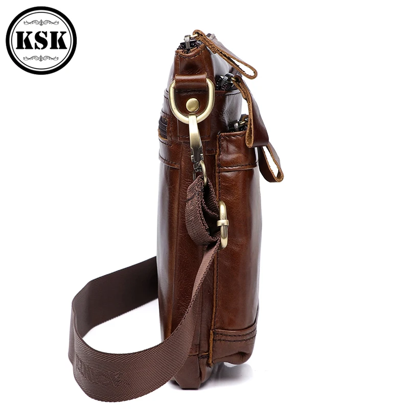 Men Genuine Leather Messenger Bag Handbag Shoulder 2019 Fashion shoulder bags Flap Zipper Crossbody Leather Bag KSK