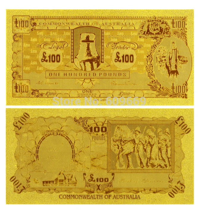 Позолоченный ремесленный подарок австралийская Ned Kelly 100 фунтов чистая Золотая