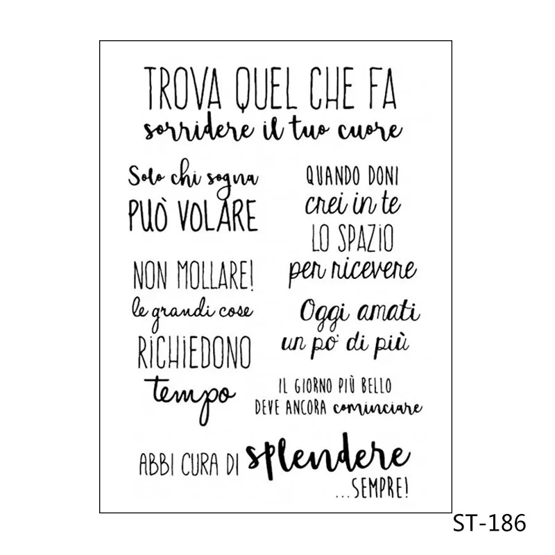 

Italian/Language/Words Transparent silicone Stamp for DIY Scrapbooking/Photo Album Decorative Card Making Clear Stamps Supplies