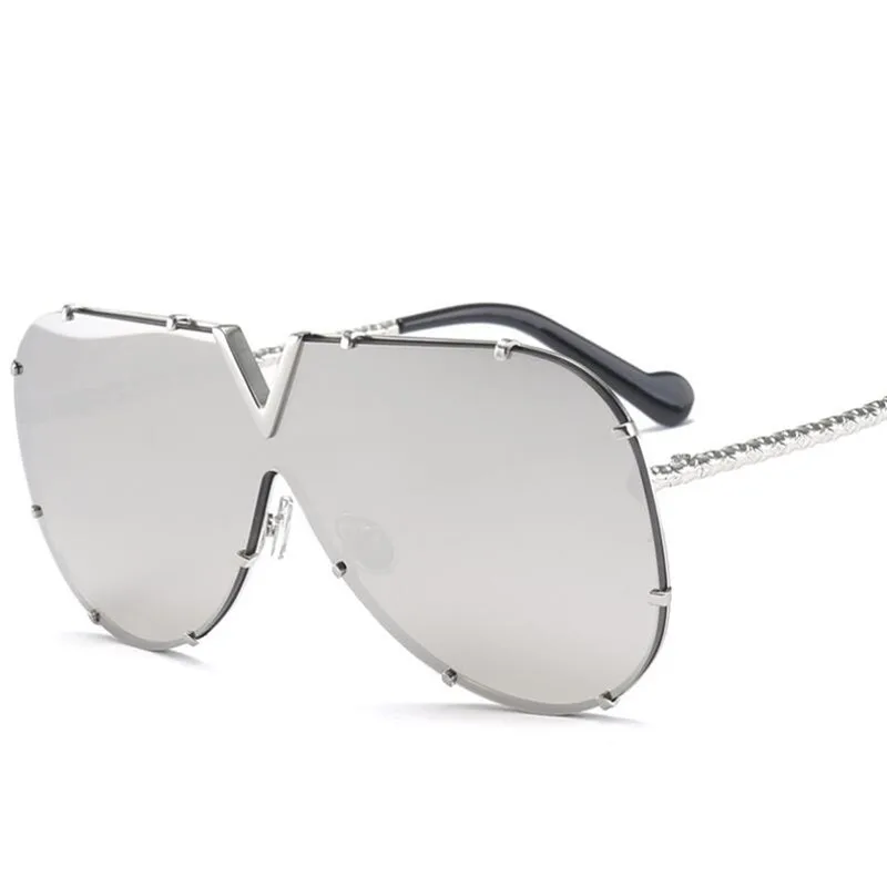 HBK Роскошные итальянские негабаритные пилотные солнцезащитные очки для женщин