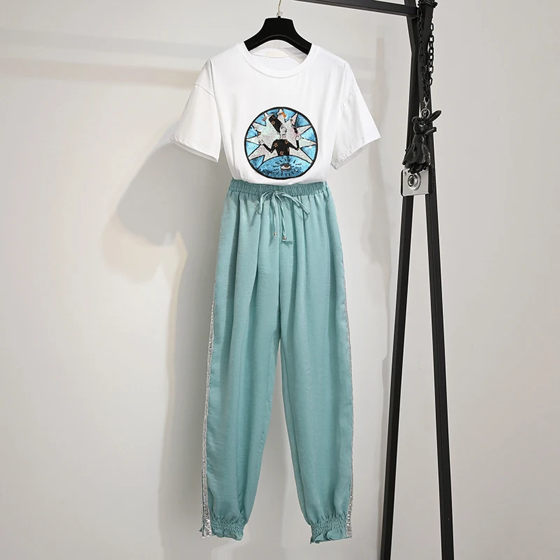 2019 летние женские с круглым вырезом короткими рукавами футболка блестками +