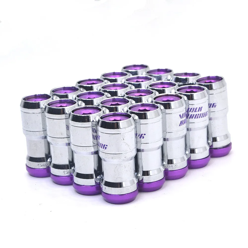 PURPLE 20 шт. M12 x 1,5 M12 x 1,25 красная крышка Противоугонная сталь Volk Rays ФОРМУЛА обод колеса автомобиля Гоночные Колесные гайки Блокировка гайки - Название цвета: PURPLE