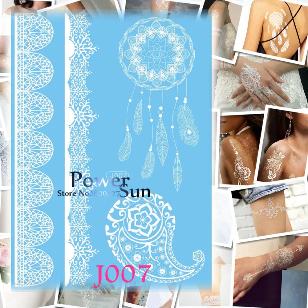 1 шт. белая татуировка хной боди арт Ловец снов ракушки дизайн временные