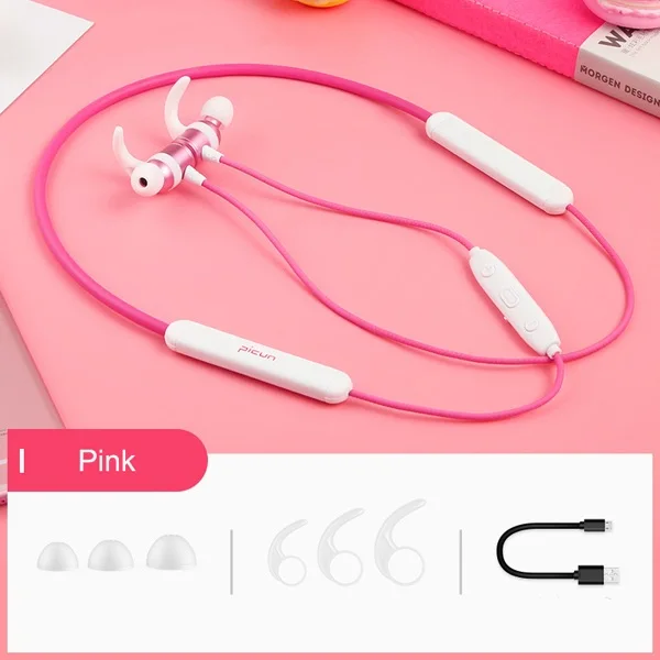Розовый Новинка Picun H26 Спортивные Bluetooth 4,1 наушники беспроводные стерео музыкальные наушники 7 цветов Светящиеся с микрофоном для iphone 6s 7 Xiaomi huawei - Цвет: Розовый