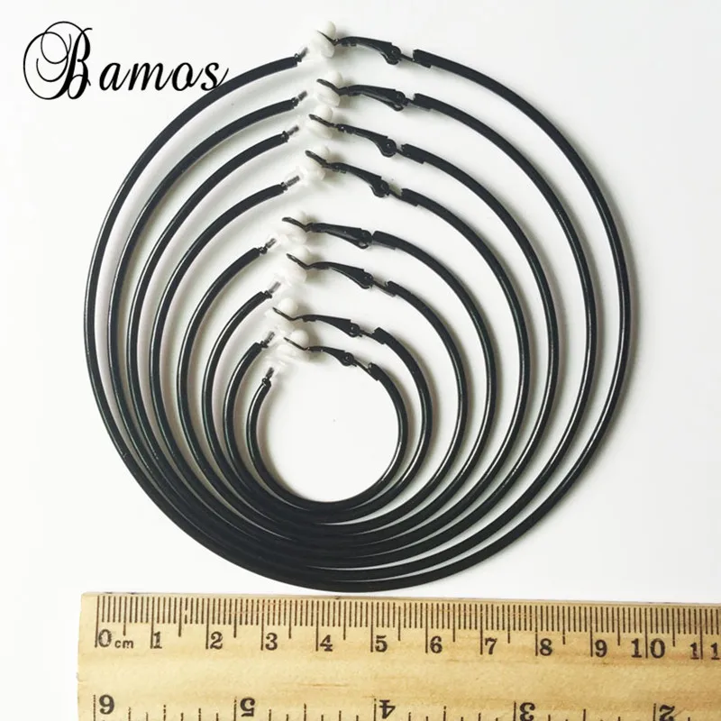 Женские круглые серьги кольца Bamos черные в стиле панк с большими кругами 3 10 см
