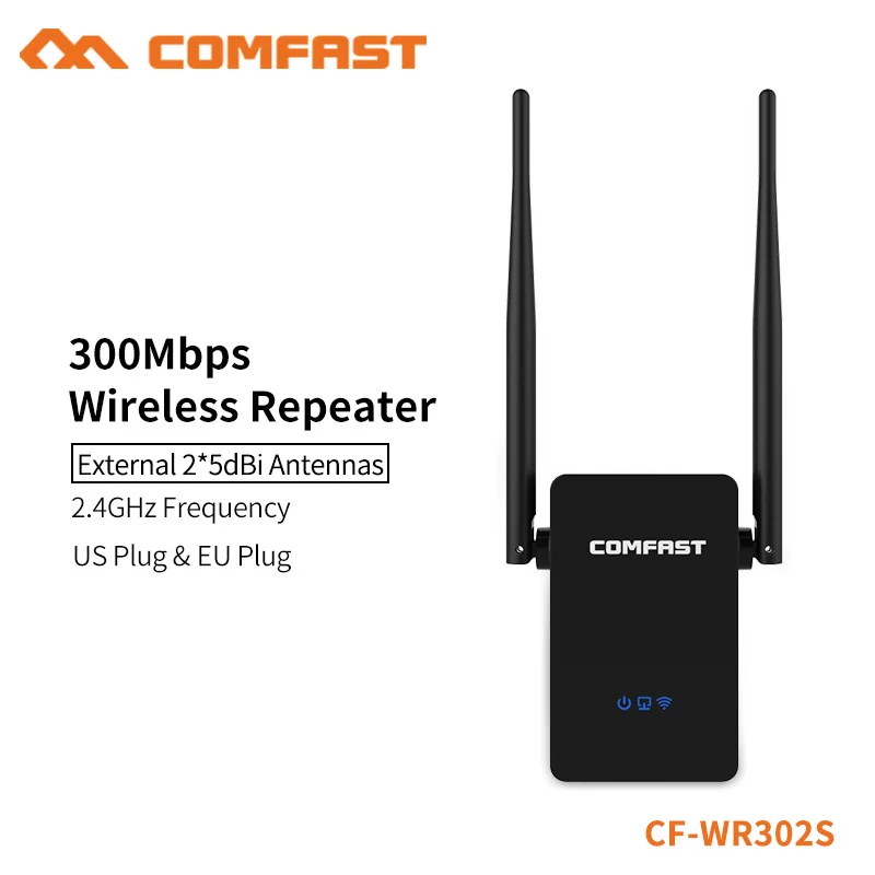 COMFAST WiFi ретранслятор 802.11N/B/G сетевой диапазон экспандер 300 м с двумя 5dBi внешними