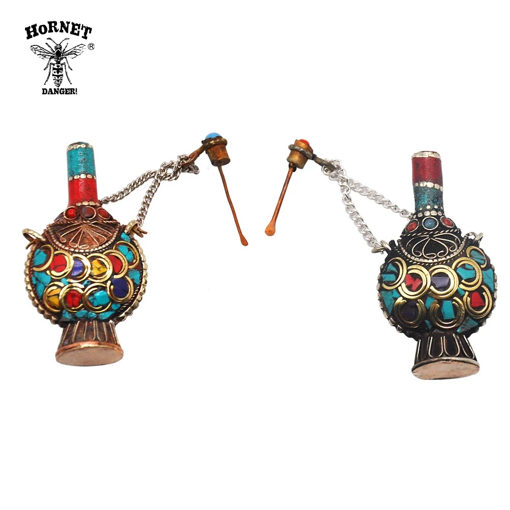 HORNET АНТИЧНЫЙ ТИБЕТСКИЙ латунный маленький табак кулон в виде бутылки дюйма 62 мм