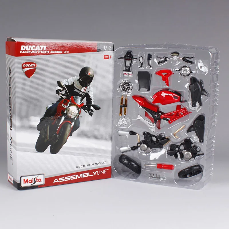 red car diecast Maisto 1:12 Monster 696 2011 мотоциклетные литые под давлением металлические модели наборы для ducati красный гоночный мотоцикл литой мотоцикл модель 39189 - Цвет: red car diecast