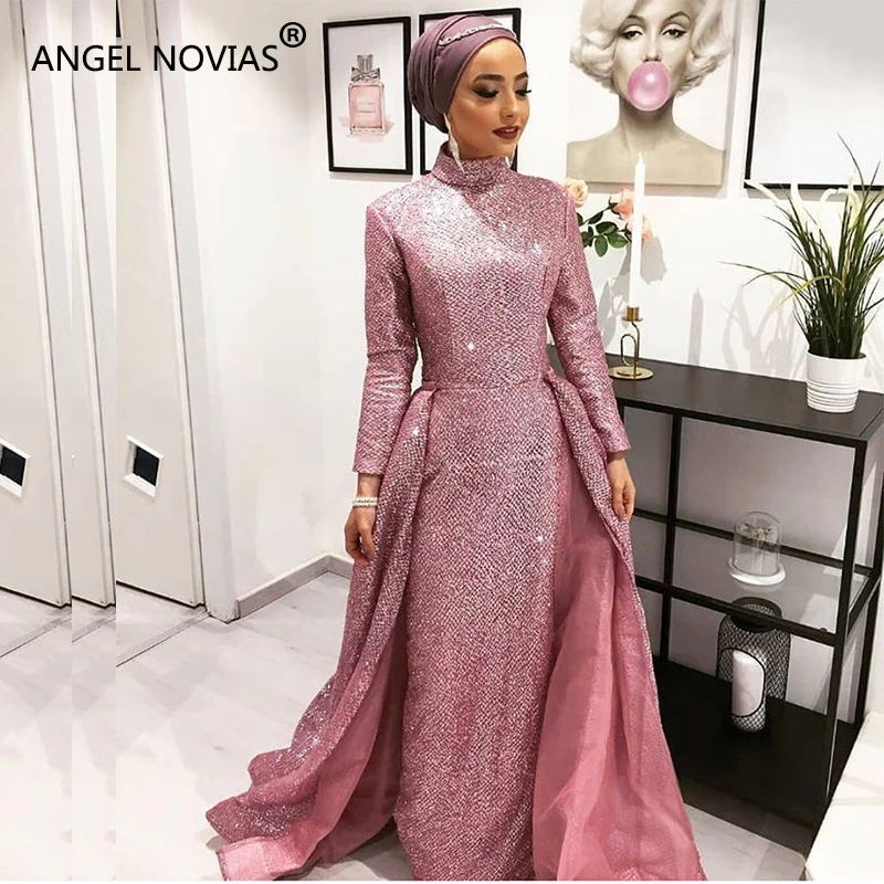 Мусульманское платье с длинным рукавом ANGEL NOVIAS кружевное вечернее в стиле