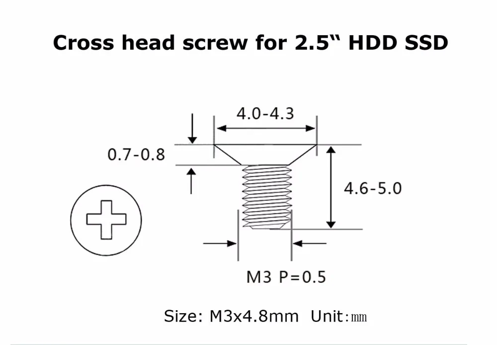 Винт для лотка 2," HDD SSD кронштейн m3x5мм крестообразный утопленный винт винты с потайной головкой для кронштейна тонкая резьба 100 шт./лот