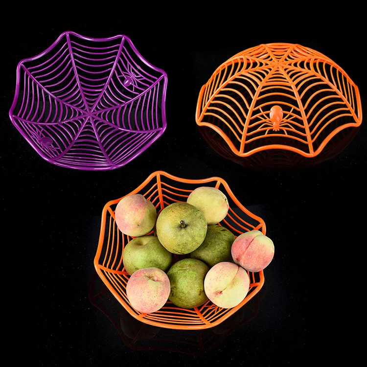 Halloween Spider Web Fruit Candy Plate Kids Children Trick or Treat Spiderweb Basket Bowl Party Decoration Props | Дом и сад