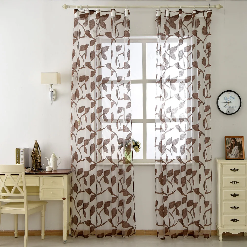 Прозрачные Занавески в виде листьев для кухни современные тюлевые прозрачные на