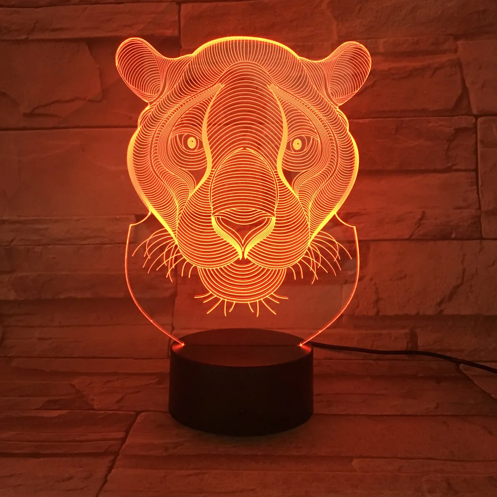 Детская лампа 3D ночник в виде льва Цветной светильник luminaria