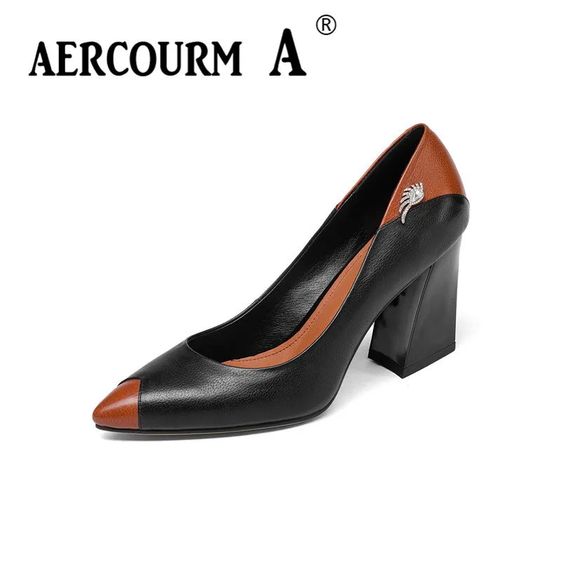 Aercourm A/2019 Новый Для женщин модная обувь на высоких каблуках с закругленным