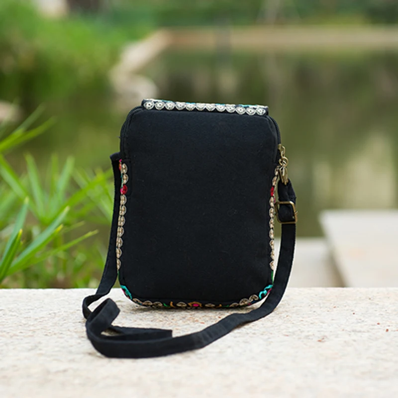 Hmong Маленькая женская сумка-мессенджер с цветочной вышивкой в китайском стиле