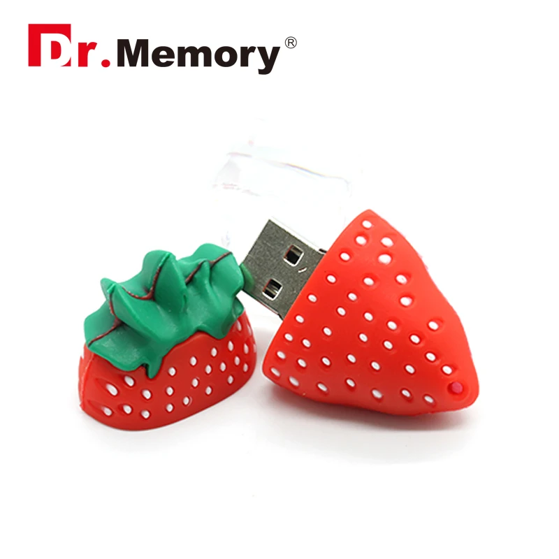 Модные флеш диск USB 2 0 64Гб с милым клубничным принтом накопитель 32 ГБ Ёмкость 128 м 4