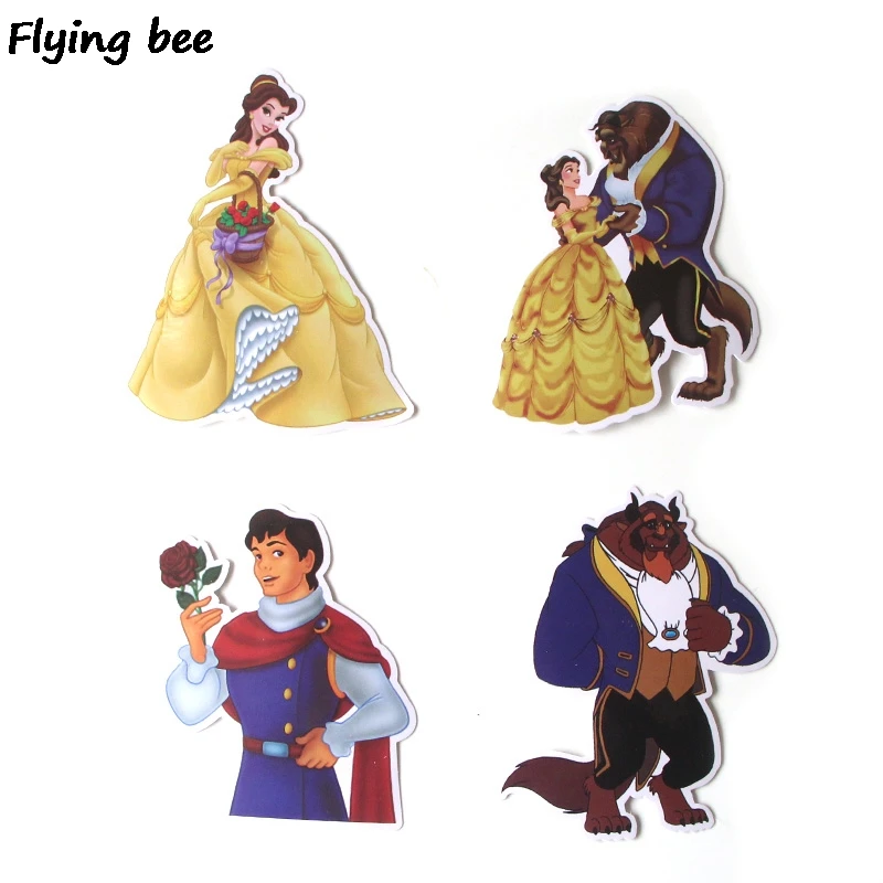 Flyingbee 18 шт. стикер "Красавица и Чудовище" s для детей DIY багаж ноутбук скейтборд Автомобиль Велосипед Водонепроницаемый Стикер X0292