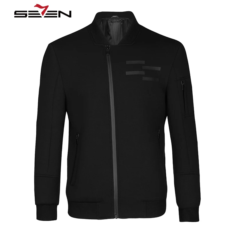 Мужская повседневная куртка бомбер Seven7 черная теплая приталенная верхняя одежда