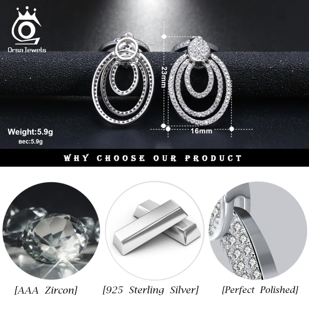 ORSA JEWELS, настоящее 925 пробы, серебряные женские Висячие серьги, 925, большие, круглые, с отверстиями, массивные серьги, для женщин, для вечеринки, ювелирное изделие, подарок OSE46