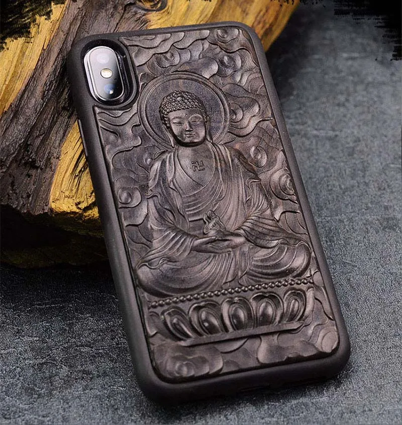 Чехол для iPhone XR X XS Max черное дерево 3D стерео тиснение резная деревянная Задняя накладка чехла из ТПУ для iPhone 6 6s 7 8 plus