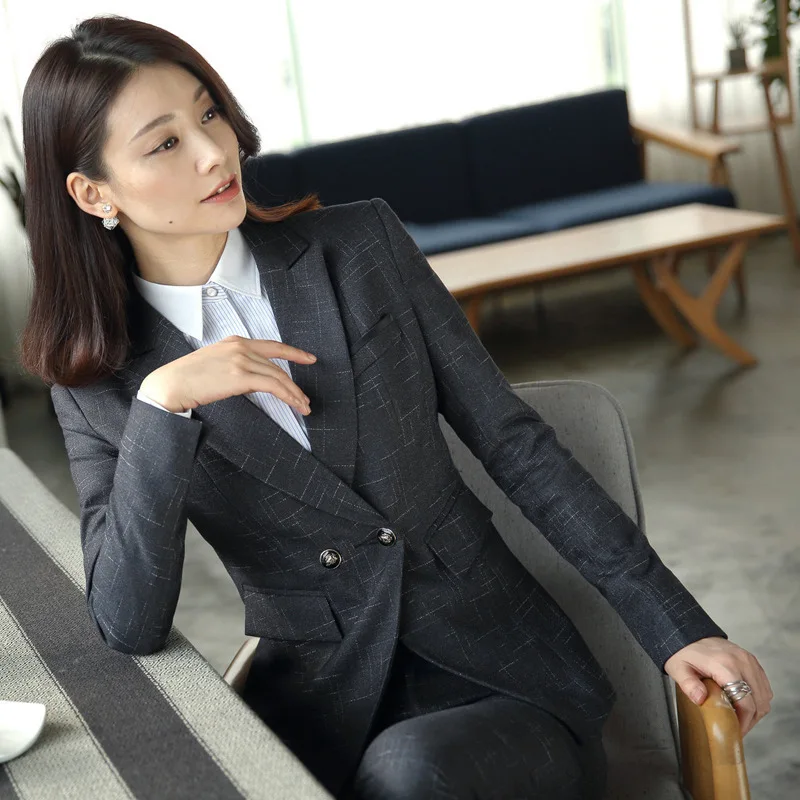 Женский брючный костюм из 2 предметов деловая офисная униформа фиолетового цвета