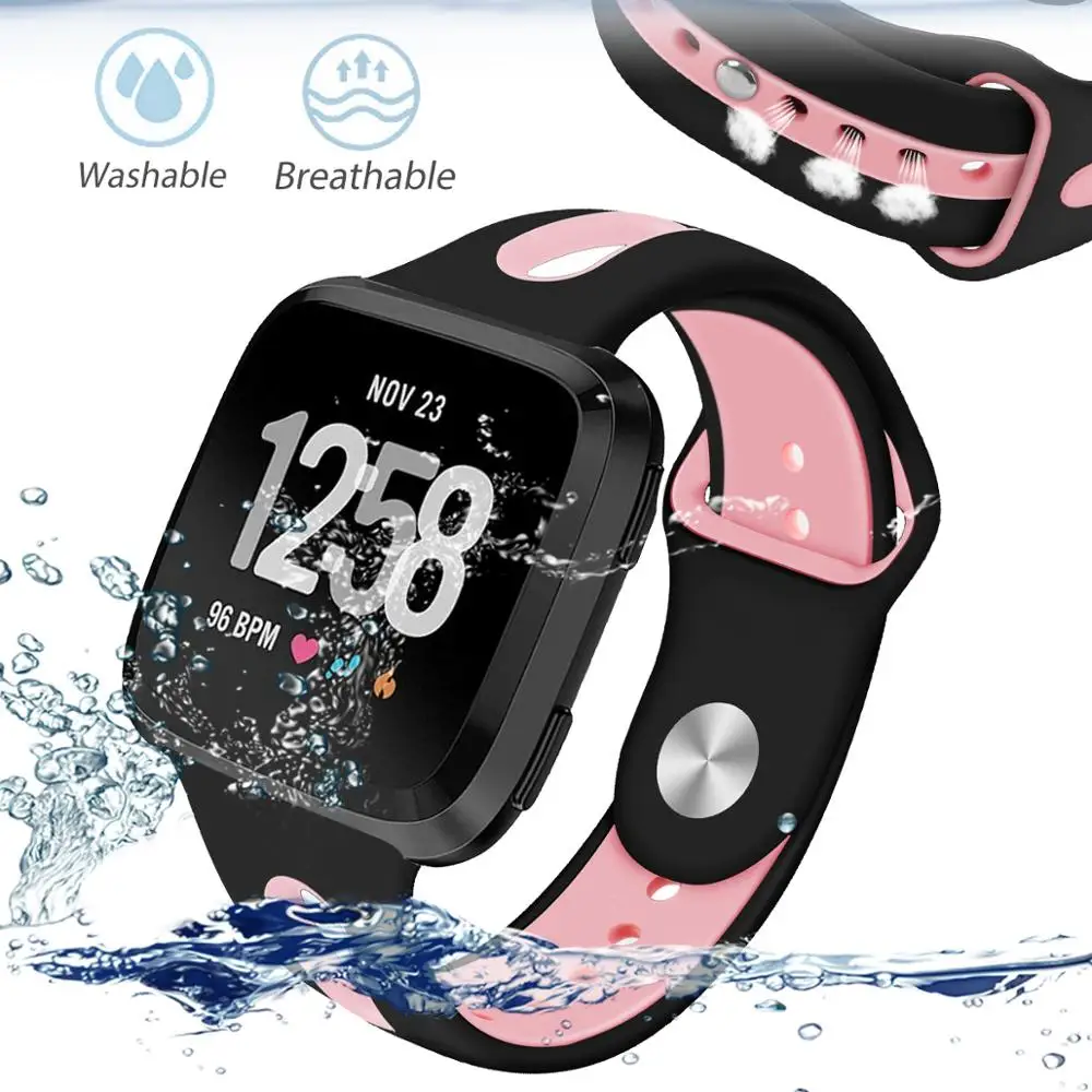 Совместим с Fitbit versa, ремешок силиконовый дышащий сменный спортивный ремешок для Fitbit часы Versa 61013