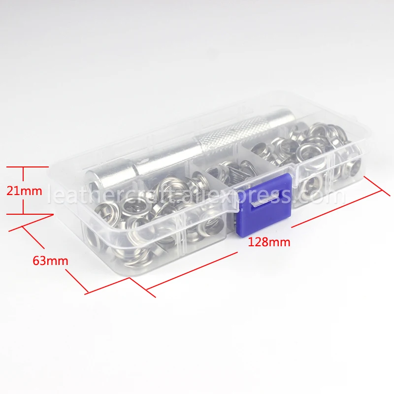 100 шт. 8 мм Люверсы с шайбами и набором инструментов для ремонта кожаных изделий