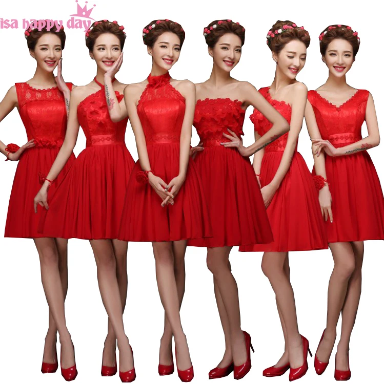 

Дешевые красные шифоновые весенние Формальные корсетные скромные платья подружек невесты короткое платье подружки невесты для девочек свадебное платье для гостей до 50 H4235