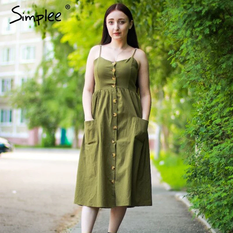 Женское хлопковое платье Simplee в горошек, элегантное мини платье желтого цвета с пуговицей и карманом, повседневное женское летнее пляжное платье