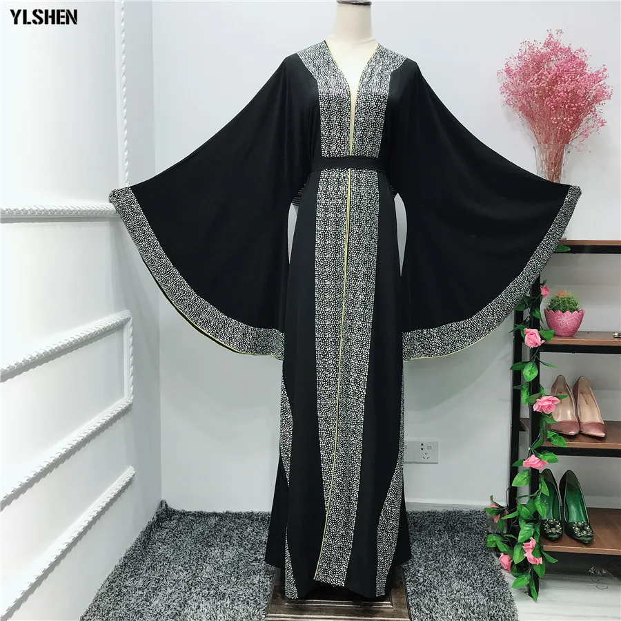 Роскошное мусульманское платье с бриллиантами 2019 абайя Дубай элегантная