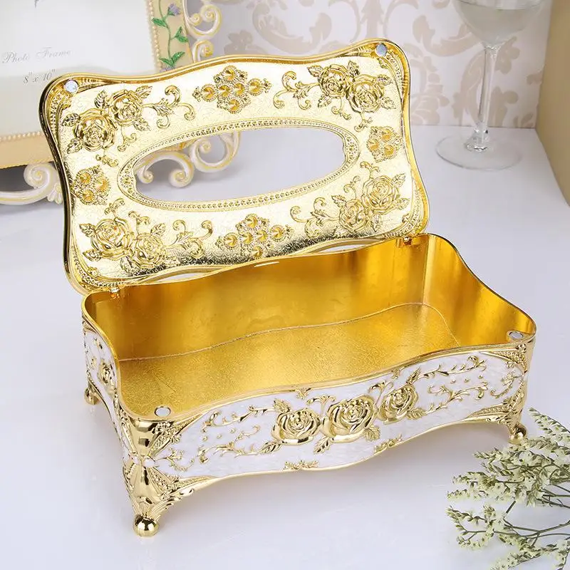 Элегантный золотой обложка для коробки тканей, шикарный держатель для салфеток, органайзер для декора отелей и дома, европейский стиль.