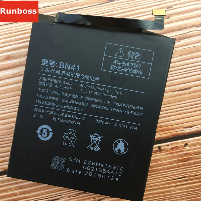 Новый оригинальный аккумулятор BN41 4100 мАч для Xiaomi Redmi Note 4 MTK Helio X20 4X Pro Гб + 64