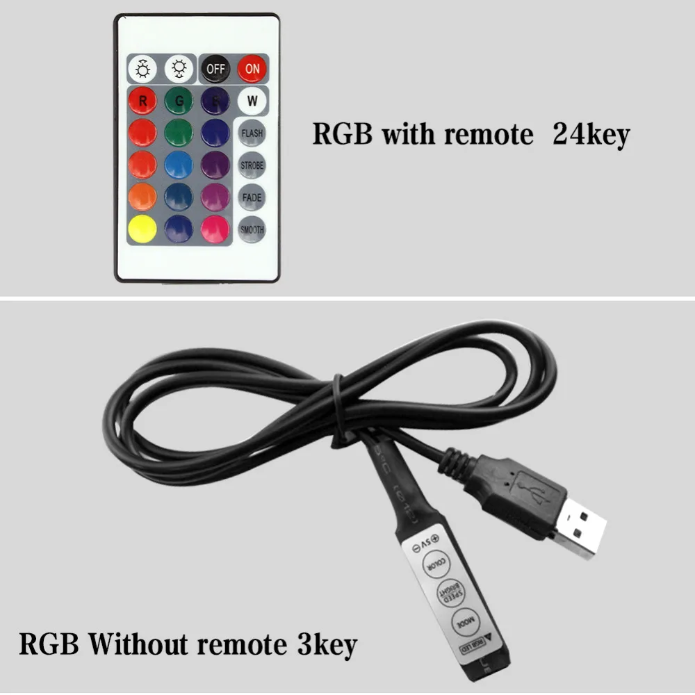 Светодиодная лента DC5V USB кабель питания Гибкая лампа освещения 50 см 1 м 2 3 4 5 SMD 2835