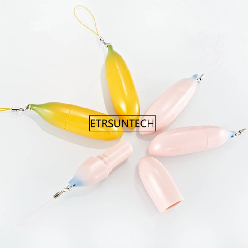 

12.1mm Banana Shape Empty Lipstick Tube with Rope High Quality DIY Lip Balm Pipe Shell Cosmetic Subpackage Container F1895