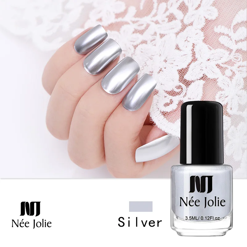 Silver NEE JOLIE металлический зеркальный лак для ногтей волшебный зеркальный эффект, цвета хрома лак для ногтей изысканный 3,5 мл Лак для ногтей - Цвет: Silver