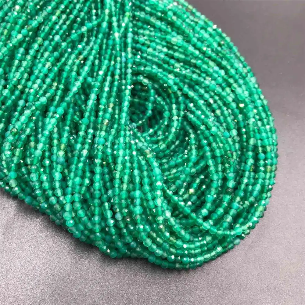 Green Agate Натуральный оранжевый циркон бусины Мода 2 мм круглый граненый свободно Прикрепленный драгоценный камень бусины для самостоятельного изготовления ювелирных изделий браслет ожерелье - Цвет: Green Agate