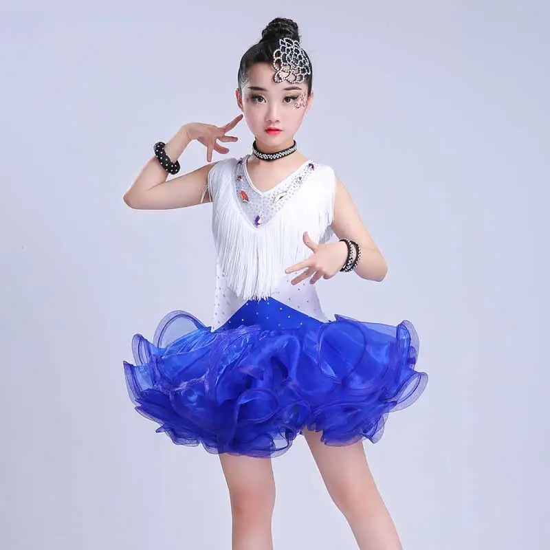 High Quality Children Latin Dance Dress for Competition Girls Tassel Vestidos Skirt Kids Ballroom Costume 90 | Тематическая одежда